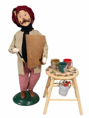 Byers Choice Carolers Artist Painter 1999 Figurine Brush Palette Stool Paint VTG